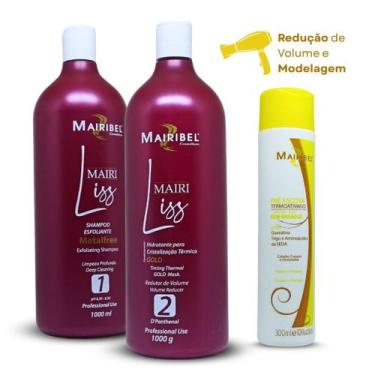 Imagem de Kit Alisante Mairi Liss Gold (Shampoo Anti-resíduos + Ativo) + 1 Pré E