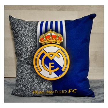 Imagem de Almofada de pelúcia com crachá Real Madrid 45x45 cm com recheio - Ligh