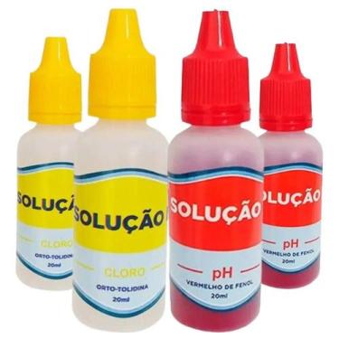 Imagem de Kit Completo para Medir pH e Cloro da Piscina  4 Unidades Reagentes Ve