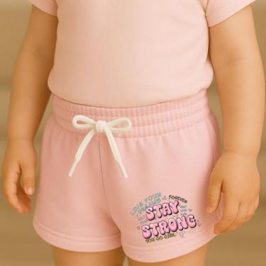 Imagem de Short Moletinho Infantil Feminino Estampado Stay Strong Moda Kids Cria