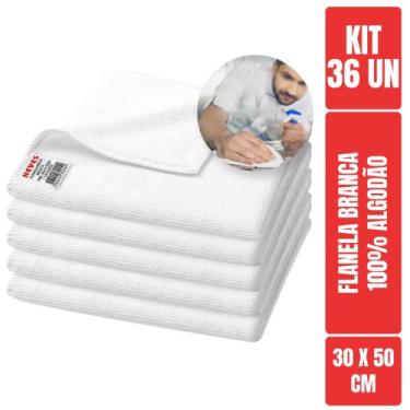 Imagem de Flanela Branca 30x50 Para Limpeza Geral - 36 Unidades - Neves