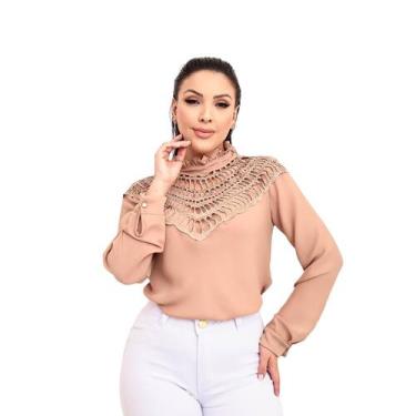 Imagem de Blusa Manga Longa Plus Size Moda Boutique Renda - SKU:BMLP02 - R.S MOD