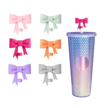Imagem de Capa de palha de arco compatível com Starbucks Cup Silicone Straw Topper para canudos menores regulares diâmetro 6-8 mm (pacote com 6 peças)
