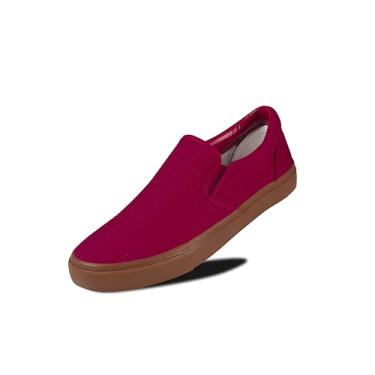 Imagem de Tênis masculino clássico de cano baixo, mocassins, de lona, largo, com palmilha macia, casual, para homens, sapatos de caminhada confortáveis, tênis sem cadarço para homens, Gummaroon, 40