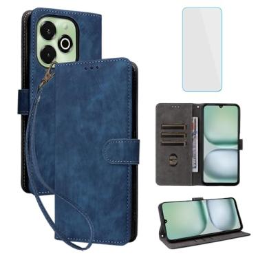 Imagem de IUQXU Capa carteira para celular UMIDIGI G100X 4G/5G/Note 100X/G9X 4G com protetor de tela [bloqueio RFID] capa de celular feminina com suporte de couro para UMIDIGI G 100X 9X Note100X UMI G9 X Azul