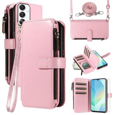 Imagem de Asuwish Capa de celular para Samsung Galaxy A16/A26 5G com protetor de tela de vidro temperado e cordão com zíper, porta-cartão, suporte, suporte, acessórios para celular A 16 26 16A 26A 4G SM-A166U