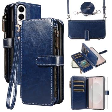 Imagem de Asuwish Capa de celular para Samsung Galaxy S25 Edge 5G com protetor de tela de vidro temperado e cordão com zíper, porta-cartões, suporte para cartão, acessórios para celular S25Edge 25S S 25 25Edge