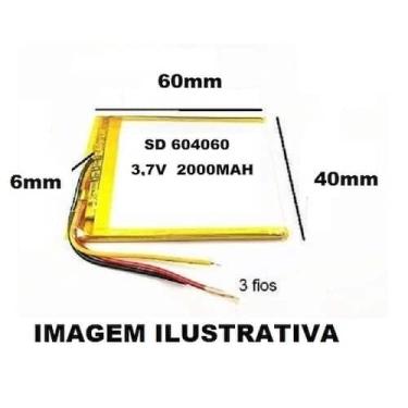 Imagem de Bateria 604060 com 2000mah medidas 6mmx40mmx60mm 3 fios 3,7v - bgb