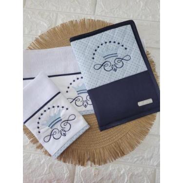 Imagem de Kit (capa para caderneta, 1 toalha de boca) - KISS BORDADOS 