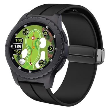 Imagem de Compatível com pulseiras de relógio SkyCaddie, pulseiras esportivas de silicone macio de liberação rápida compatíveis com relógios inteligentes SkyCaddie LX2, LX5, LX5C (preta, pulseira de tamanho de