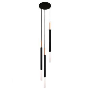 Imagem de Luminária Pendente De Teto Tubo Triplo Difusor Preto Cobre - Singlelig