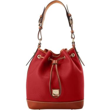 Imagem de Dooney & Bourke Bolsas de ombro, bolsas de couro com cordão de grão de seixo para mulheres, Vermelho, Small