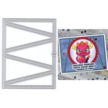 Imagem de DzIxY Moldura retangular triângulos moldes de corte de metal para fazer cartões, papel em relevo, corte, máquina de scrapbook, estêncis, bolsos de armazenamento, suprimentos