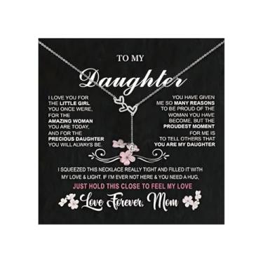 Imagem de Embtrem Presentes para filha da mãe colar gargantilha de coração prata para mulheres, colar para filha, joia de aniversário, presente para ela, Cobre, Sem Pedra Preciosa