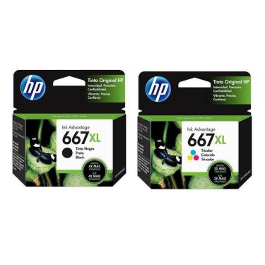 Imagem de Cartucho De Tinta Hp 667xl 667 3ym80l 3ym81a Deskjet 2776 Kit