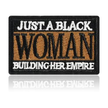 Imagem de Patch de empoderamento da mulher negra, remendos retangulares bordados amarelos e pretos, 7 x 4 cm, aplique de moral para jaquetas, bolsas, streetwear, acessório feminista
