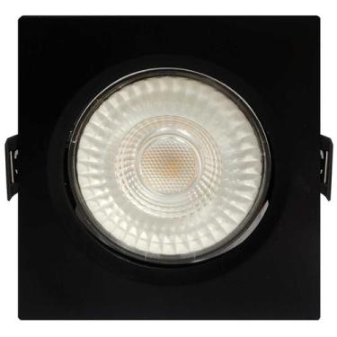 Imagem de KIT 5 SPOT LED PRETO QUADRADO DIRECIONAVEL EMBUTIR 5W BRANCO QUENTE 30