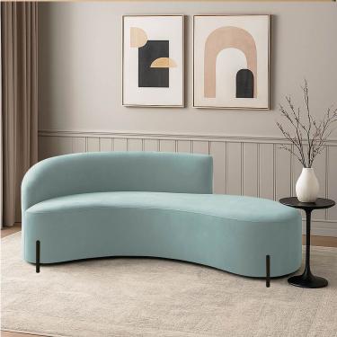 Imagem de Sofá 4 Lugares Orgânico 220cm Pé Preto Morgan Cotelê Ext/veludo D03 - D'rossi Cor Menta