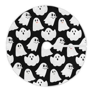 Imagem de JUZIHAI Linda saia de árvore de Halloween Boo Tapete para árvore de Natal, ornamentos de decoração de férias para ambientes internos e externos, 91 cm