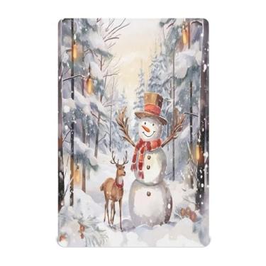 Imagem de Qilmy Lençóis de berço de boneco de neve de Natal com estampa de boneco de neve, macio, respirável, elástico, para meninos e meninas, miniberço, 99 cm x 68,5 cm, capa de colchão infantil portátil
