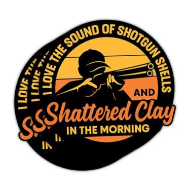 Imagem de Adesivo de 3 peças I Love The Sound of Shotguns, adesivo engraçado de argila quebrada na manhã, adesivos de citação de entusiastas de caça cortados à prova d'água para laptop, garrafa de água