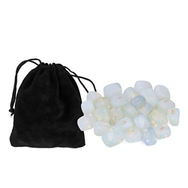 Imagem de Pedras de runas MUNEFE, conjunto de cristal com letras gravadas, cristal com letras do alfabeto de runas gravadas para meditação de adivinhação (25 peças) (Opala)