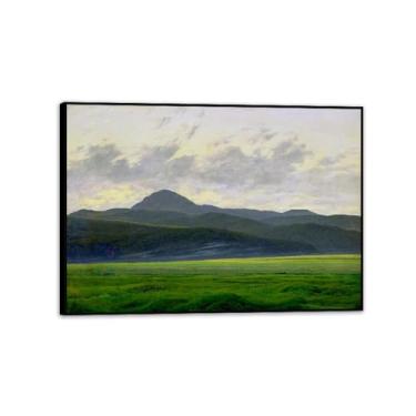 Imagem de Paisagem de montanha na Boêmia por Caspar David Friedrich Impressões em tela Well Decor The World Classic Art Reproduções de arte grande giclée arte de parede para sala de estar decoração de casa 55 x