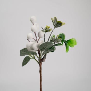 Imagem de Kit 4 Ramos Artificial Frutas Brancas Decoração Natal 16cm