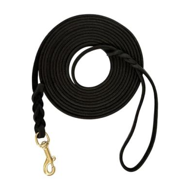 Imagem de Guiding Star Coleira de linha extralonga para cães externos de couro para treinamento, preta (9 m x 3/20.3 cm)