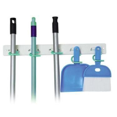 Imagem de Suporte Multiuso Parede Porta Vassoura Rodo Pá com 5 Ganchos - Secalux