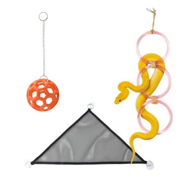 Imagem de NZELSW Brinquedos de enriquecimento de cobra e rede de répteis, brinquedos de bola de cobra com corrente suspensa, anéis de escalada para exercício, habitats de cobra enriquecidos são ideais para