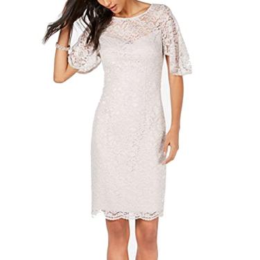 Imagem de Adrianna Papell Vestido feminino de renda metálica com mangas esvoaçantes, Lilás gelado, 46