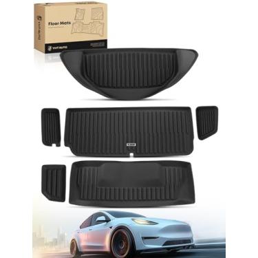 Imagem de YHTAUTO Tapetes de chão e tapete de carga compatíveis com Tesla Model X 2022 2023 2024 2025 2026 7 assentos, tapetes de carro TPE para todos os climas à prova d'água, antiderrapante, inodoro, forro