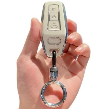 Imagem de Capa tpu para chave de carro, compatível com audi a3 a5l q6 a6l q5 2025, formato de carro, controle remoto, acessórios de proteção(F-white ring)