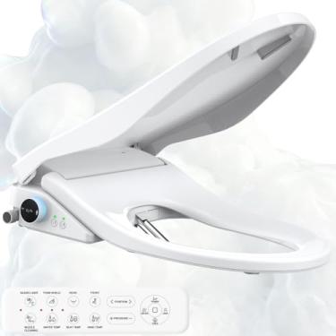 Imagem de iliD Assento de bidê inteligente com proteção de espuma, modo de memória, assento aquecido, lavagem potente, pressão e ângulo ajustáveis, controle remoto, luz noturna, alongado, fácil instalação