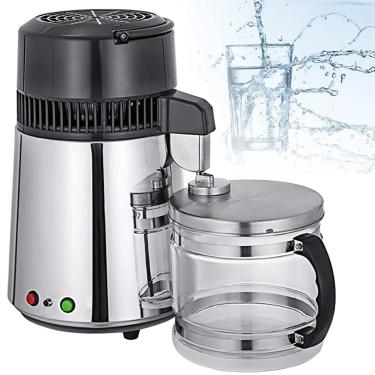 Imagem de XYEJL Destilador de água pura 4L, purificador interno de aço inoxidável 750W, destilador de água de bancada, destilador de água de aço inoxidável para fazer água limpa para casa, prata