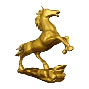 Imagem de IEUDNS Estátua de Cavalo, Escultura Animal Colecionável, Decoração de Mesa Feng Shui Dourada para Escritório, Sala de Estar, Mesa de Trabalho, Estante,