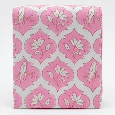 Imagem de Tecido de algodão autêntico indiano impresso à mão - 100% algodão orgânico puro para costura e decoração de casa - 111,8 cm de largura - 10 jardas - Rosa-(BPF-211-10)