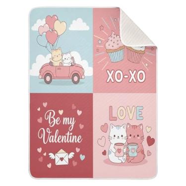 Imagem de Wassud Cobertor de bebê romântico de gatos para meninos e meninas, macio e recém-nascido, cobertor aconchegante de algodão essencial para berçário, viagem, berço, carrinho 76 x 101 cm