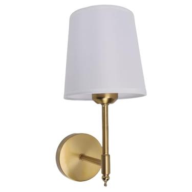 Imagem de ASHATA Arandela Operada por Bateria, Luzes de Parede Sem Fio Com Controle Remoto, Luz LED Magnética Recarregável de 1800mAh Com Abajur de Tecido 3 Cores Reguláveis, para Cabeceira do