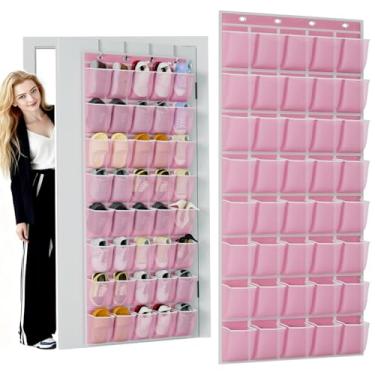Imagem de homyfort Organizador de sapatos com 40 bolsos grandes sobre a porta, suporte para pendurar em tecido Oxford extra resistente para armário de porta, suporte de armazenamento de sapatos de malha de