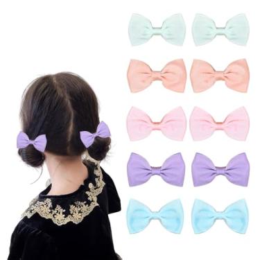 Imagem de Lindos grampos de cabelo com laço presilhas pequenas rosa azul verde roxo laços de cabelo cor sólida delicado laço nó jacaré clipes minimalistas aniversário princesa festa festa acessórios de cabelo