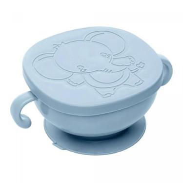 Imagem de Bowl Com Tampa e Ventosa Baby Elefante Plastico Azul 221035 Lyor