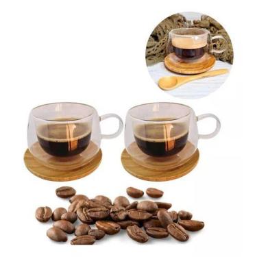 Imagem de Conjunto 2 Xicaras Canecas De Vidro Parede Dupla Istambul Café 200ml -