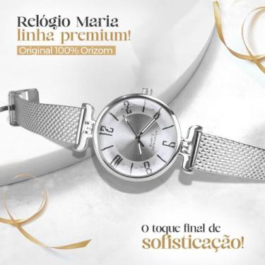 Imagem de Relogio feminino prata silicone aço inox prova dagua + caixa moda stra