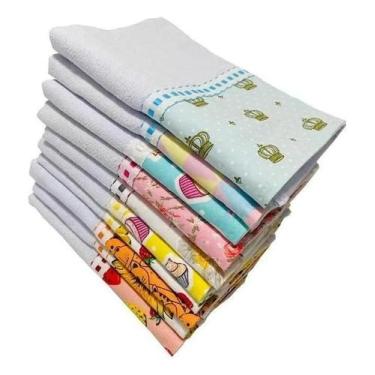 Imagem de Pano De Prato Barrado Atacado Premium Kit Com 10 Peças Cor B - Congrat