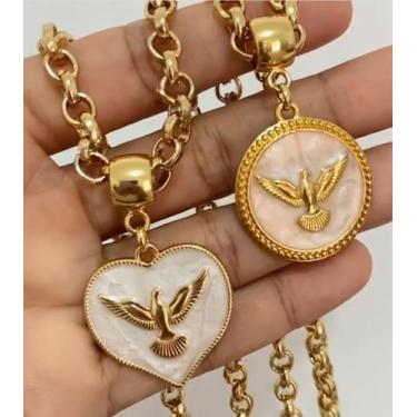 Imagem de Colar feminino Coração Espírito Santo elo português Com Garantia - VTA