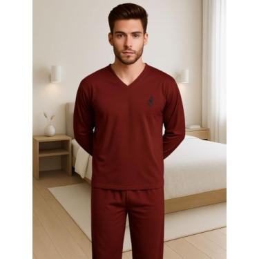 Imagem de Pijama de Inverno Masculino Manga Longa Calça Comprida Adulto de Frio 