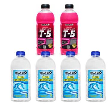 Imagem de Kit Aditivo Radiador Concentrado Rosa 2L Água Desmineralizada Deioniza
