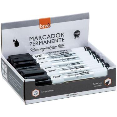 Imagem de Pincel Marcador Permanente Linha Prime Recarregável Preto Caixa com 12